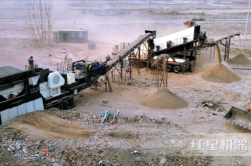 可移动石子破碎机设备作业现场 可移动石子破碎机设备作业现场