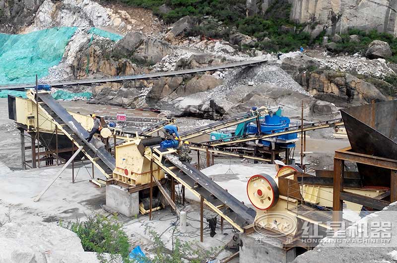 57颚破+反击破的现场生产线 57颚破+反击破的现场生产线